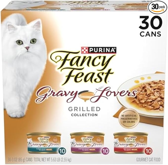 Purina Fancy Feast Gravy Lovers Wet Cat Food Variety Pack 30 Cans