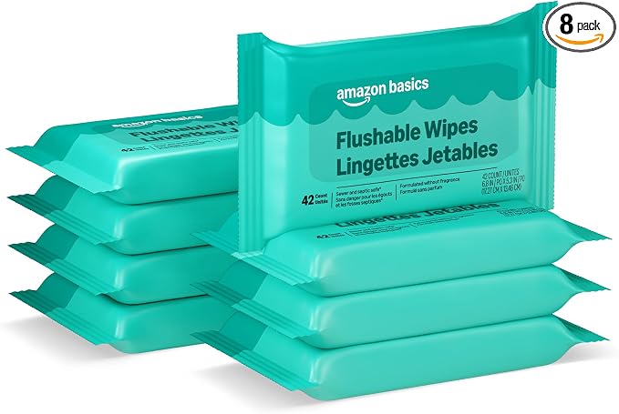 Amazon Basics Flushable Adult Toilet Wipes 336 Count