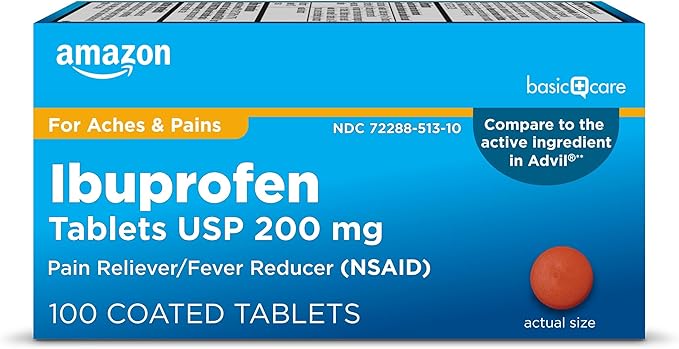 Amazon Basic Care Ibuprofen Tablets 200mg 100 Count