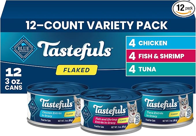 Blue Buffalo Tastefuls Flaked Wet Cat Food Variety 12 Cans