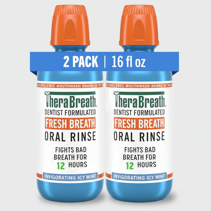 TheraBreath Fresh Breath Mouthwash Icy Mint 2 Pack