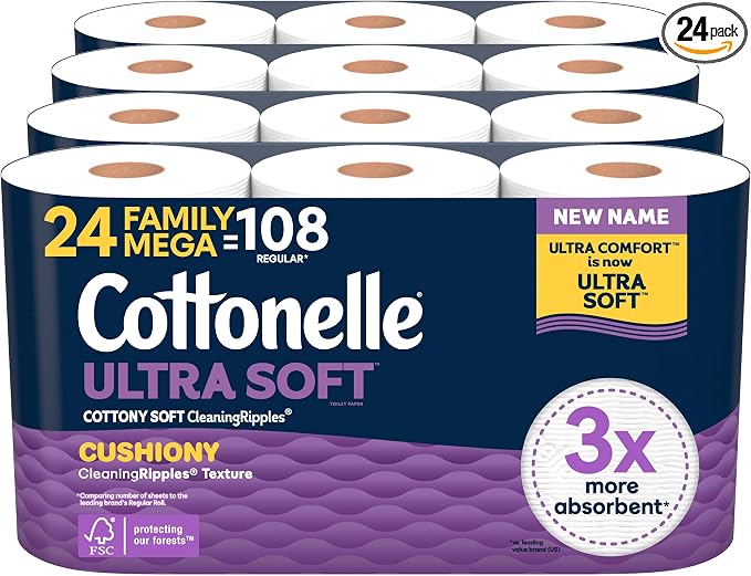 Cottonelle Ultra Soft Toilet Paper 24 Family Mega Rolls