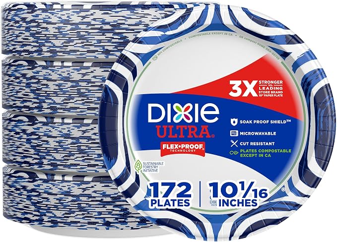 Dixie Ultra Large Paper Plates 10 Inch 172 Count