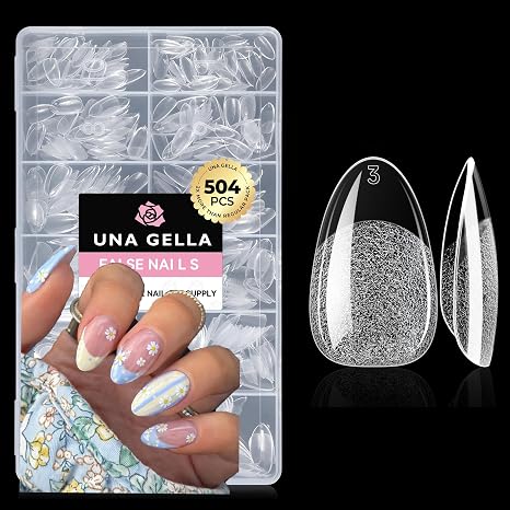 UNA GELLA Short Oval Almond Fake Nails 504pcs