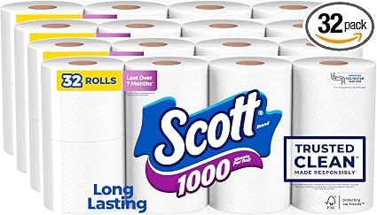 Scott 1000 Trusted Clean Toilet Paper 32 Rolls