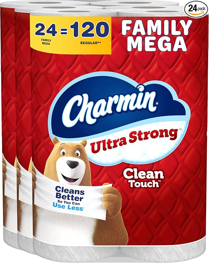 Charmin Ultra Strong Clean Touch Toilet Paper 24 Family Mega Rolls
