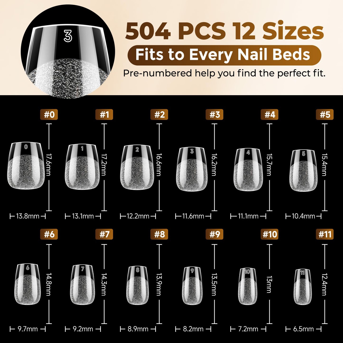 UNA GELLA Short Almond Nail Tips: 504PCS Short Fake Nails Soft Press On Gel Nail Tips Pre Shaped Almond Shape Home Nail Extension Full Cover, 12 Sizes Acrylic Gelly Tips