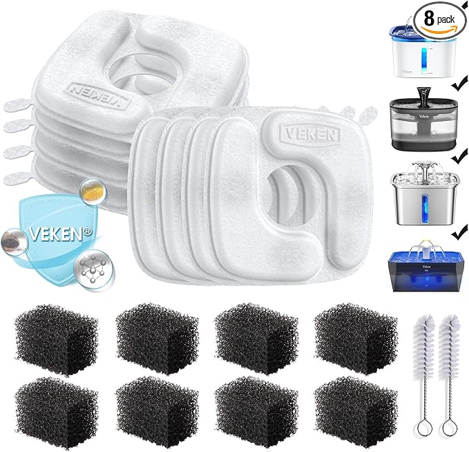 Veken Cat Water Fountain Filters 8 Pack