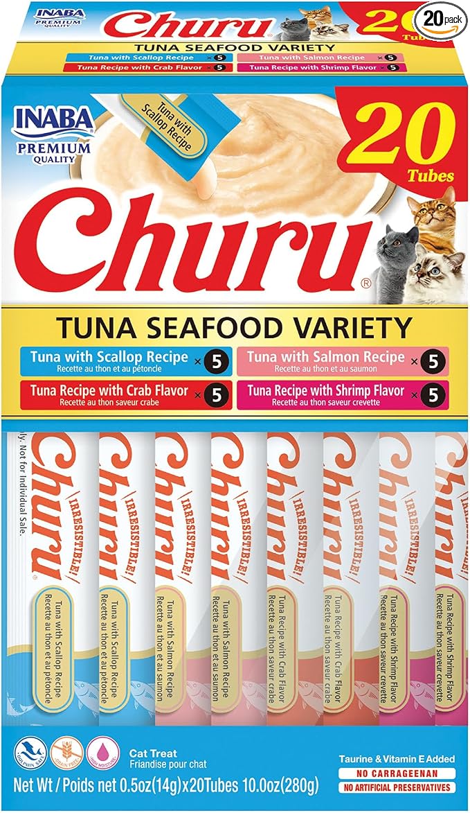INABA Churu Cat Treats Tuna Seafood Variety 20 Tubes