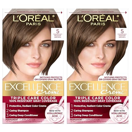 L'Oreal Paris Excellence Creme Hair Dye 5 Medium Brown Pack of 2