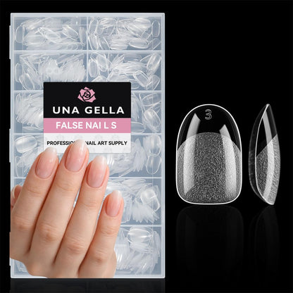 UNA GELLA Short Almond Nail Tips: 504PCS Short Fake Nails Soft Press On Gel Nail Tips Pre Shaped Almond Shape Home Nail Extension Full Cover, 12 Sizes Acrylic Gelly Tips