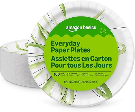 Amazon Basics Disposable Paper Plates 100 Count