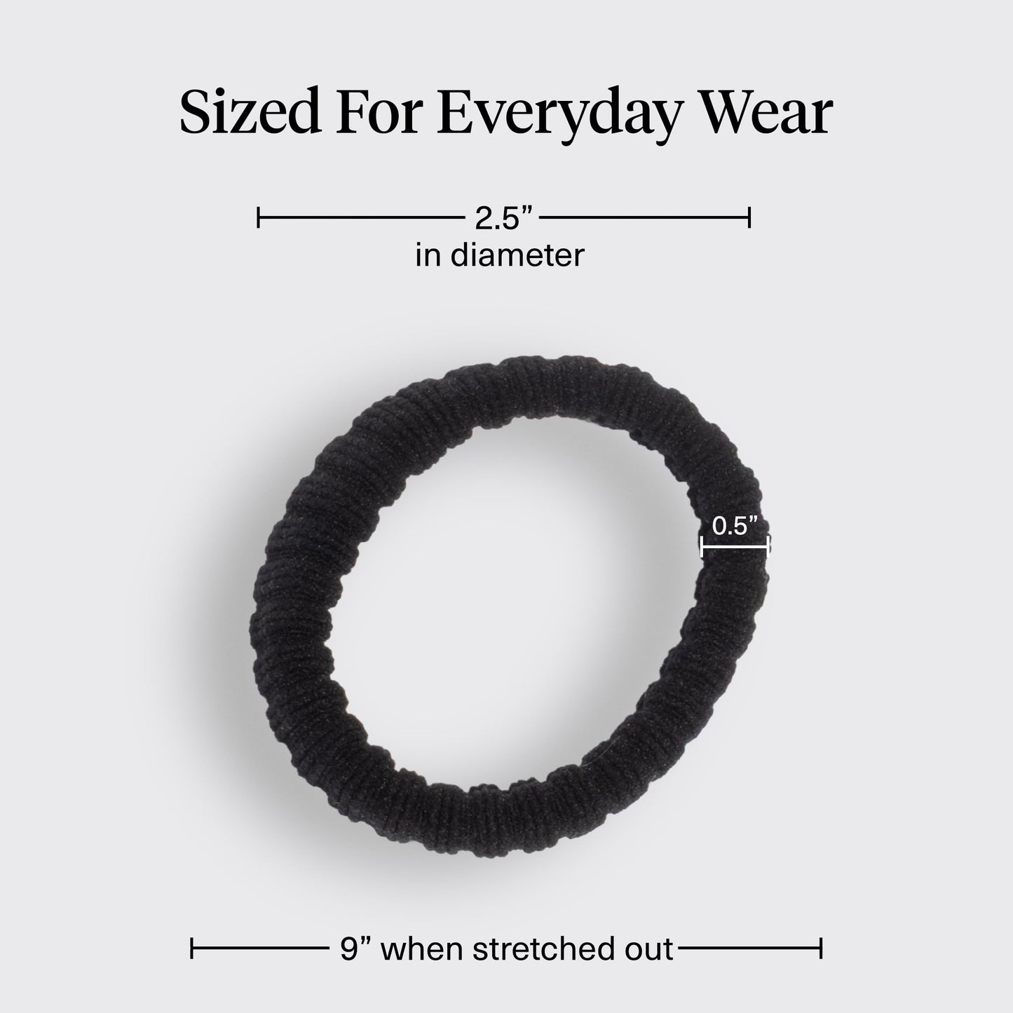 Kitsch Nylon Hair Ties No Damage - Stretchable Hair Bands for Strong All-Day Hold, Ponytail Holders | Hair Accessories for Girls - Black, 12 Pcs