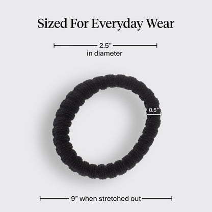Kitsch Nylon Hair Ties No Damage - Stretchable Hair Bands for Strong All-Day Hold, Ponytail Holders | Hair Accessories for Girls - Black, 12 Pcs