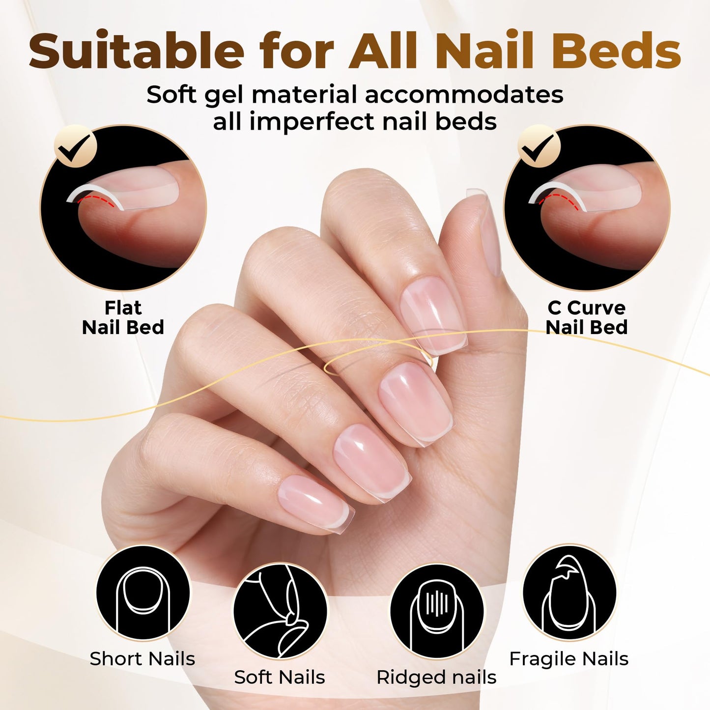 UNA GELLA Short Almond Nail Tips: 504PCS Short Fake Nails Soft Press On Gel Nail Tips Pre Shaped Almond Shape Home Nail Extension Full Cover, 12 Sizes Acrylic Gelly Tips