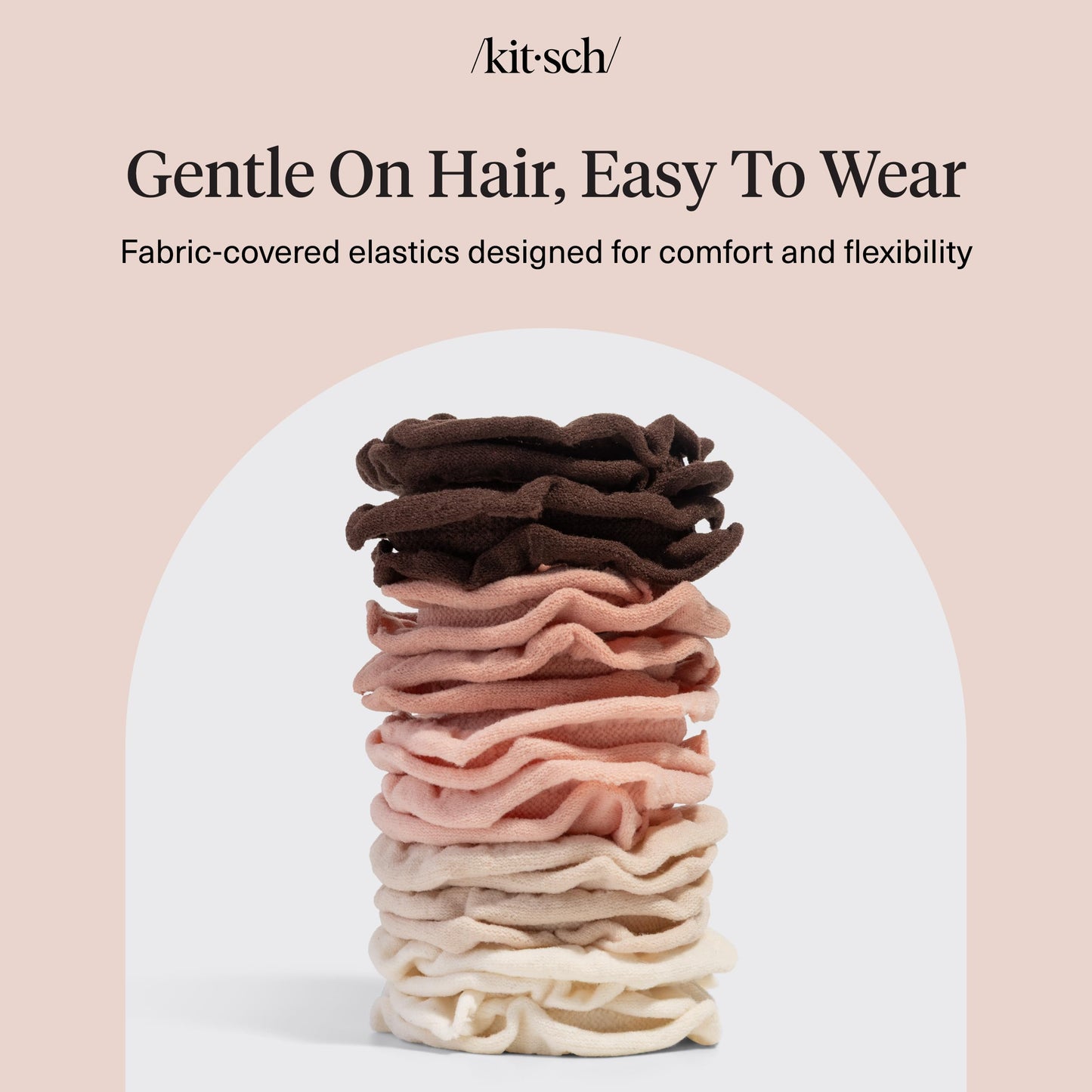 Kitsch Nylon Hair Ties No Damage - Stretchable Hair Bands for Strong All-Day Hold, Ponytail Holders | Hair Accessories for Girls - Black, 12 Pcs