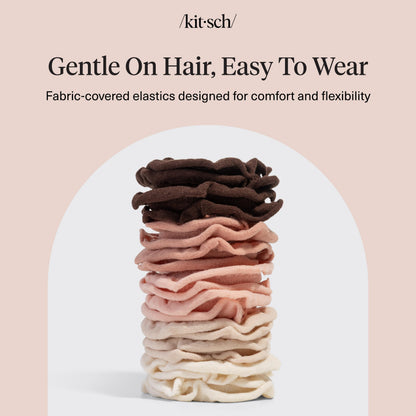 Kitsch Nylon Hair Ties No Damage - Stretchable Hair Bands for Strong All-Day Hold, Ponytail Holders | Hair Accessories for Girls - Black, 12 Pcs