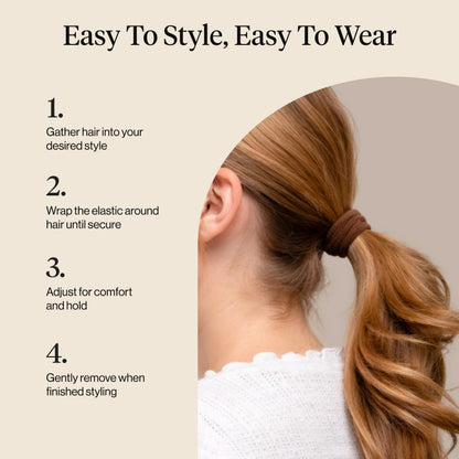 Kitsch Nylon Hair Ties No Damage - Stretchable Hair Bands for Strong All-Day Hold, Ponytail Holders | Hair Accessories for Girls - Black, 12 Pcs