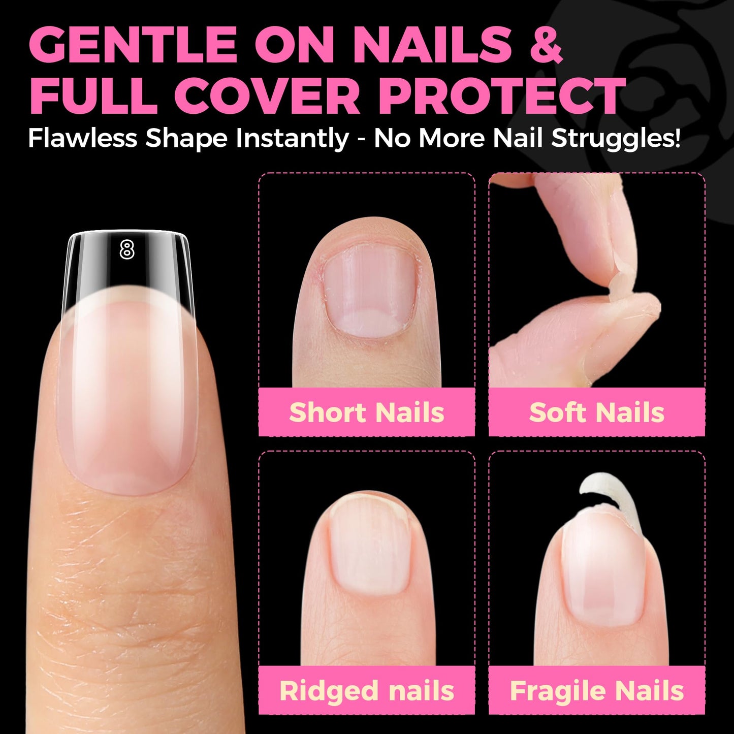 UNA GELLA Short Almond Nail Tips: 504PCS Short Fake Nails Soft Press On Gel Nail Tips Pre Shaped Almond Shape Home Nail Extension Full Cover, 12 Sizes Acrylic Gelly Tips