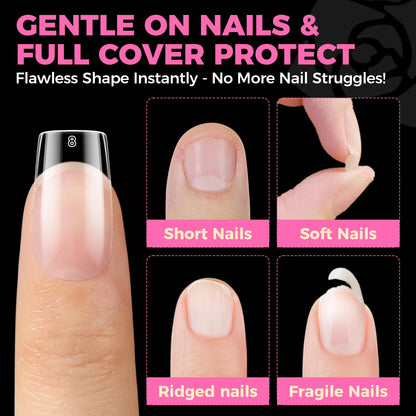 UNA GELLA Short Almond Nail Tips: 504PCS Short Fake Nails Soft Press On Gel Nail Tips Pre Shaped Almond Shape Home Nail Extension Full Cover, 12 Sizes Acrylic Gelly Tips