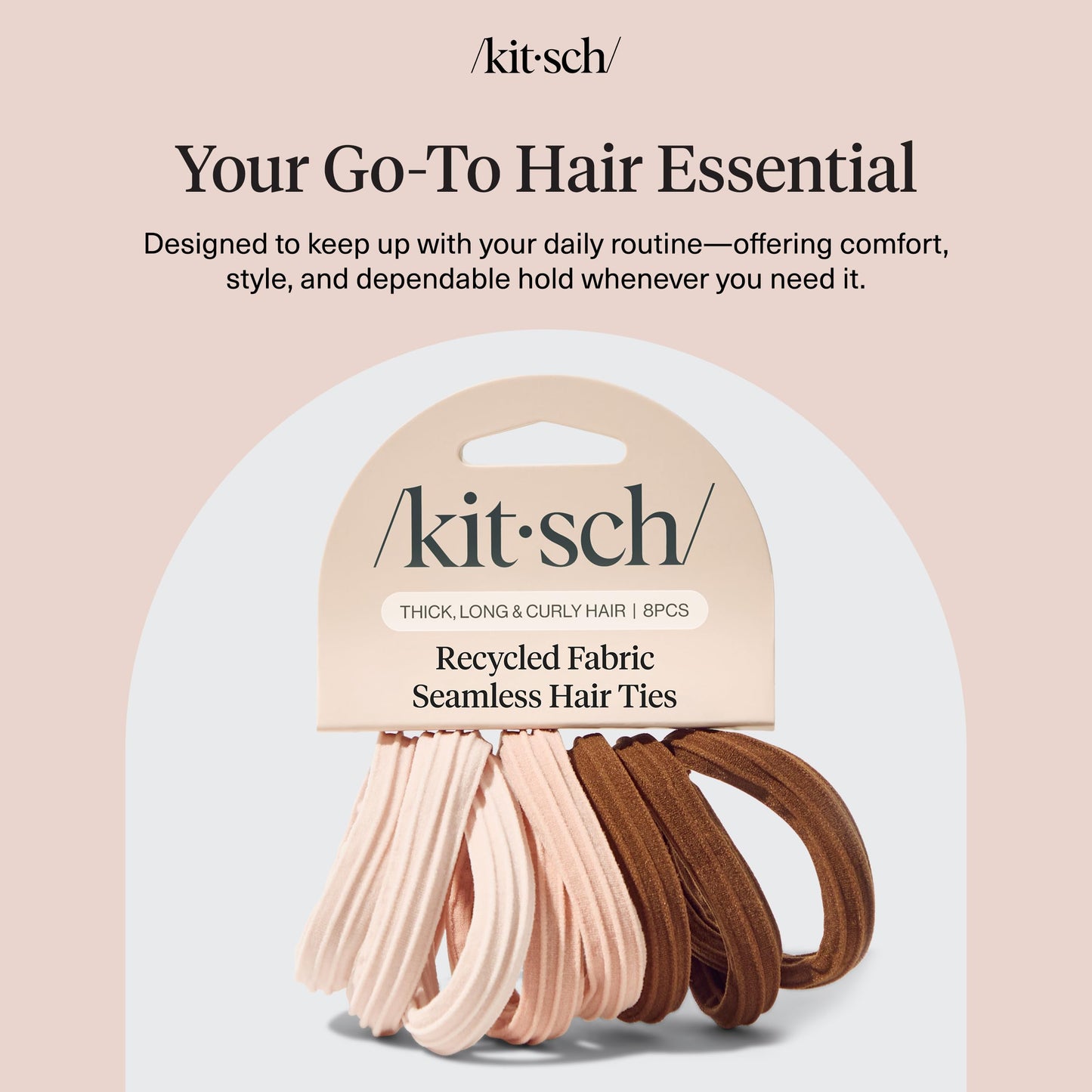 Kitsch Nylon Hair Ties No Damage - Stretchable Hair Bands for Strong All-Day Hold, Ponytail Holders | Hair Accessories for Girls - Black, 12 Pcs