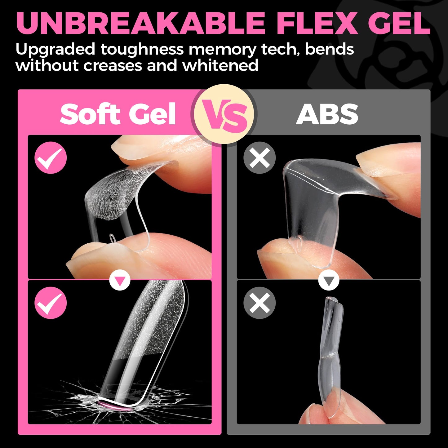 UNA GELLA Short Almond Nail Tips: 504PCS Short Fake Nails Soft Press On Gel Nail Tips Pre Shaped Almond Shape Home Nail Extension Full Cover, 12 Sizes Acrylic Gelly Tips