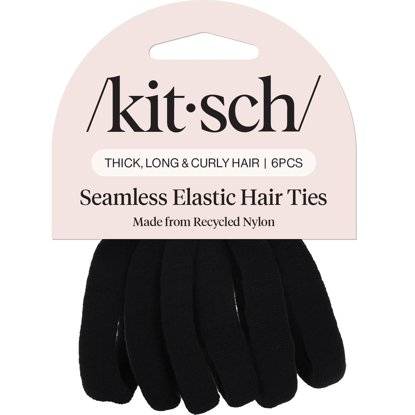 Kitsch Nylon Hair Ties No Damage - Stretchable Hair Bands for Strong All-Day Hold, Ponytail Holders | Hair Accessories for Girls - Black, 12 Pcs