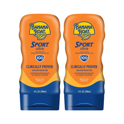 Banana Boat Sport Ultra Sunscreen Lotion SPF 30, Travel Size 3oz Twin Pack, Sweat & Water Resistant Sunblock for Active Lifestyle(Pack of 2)