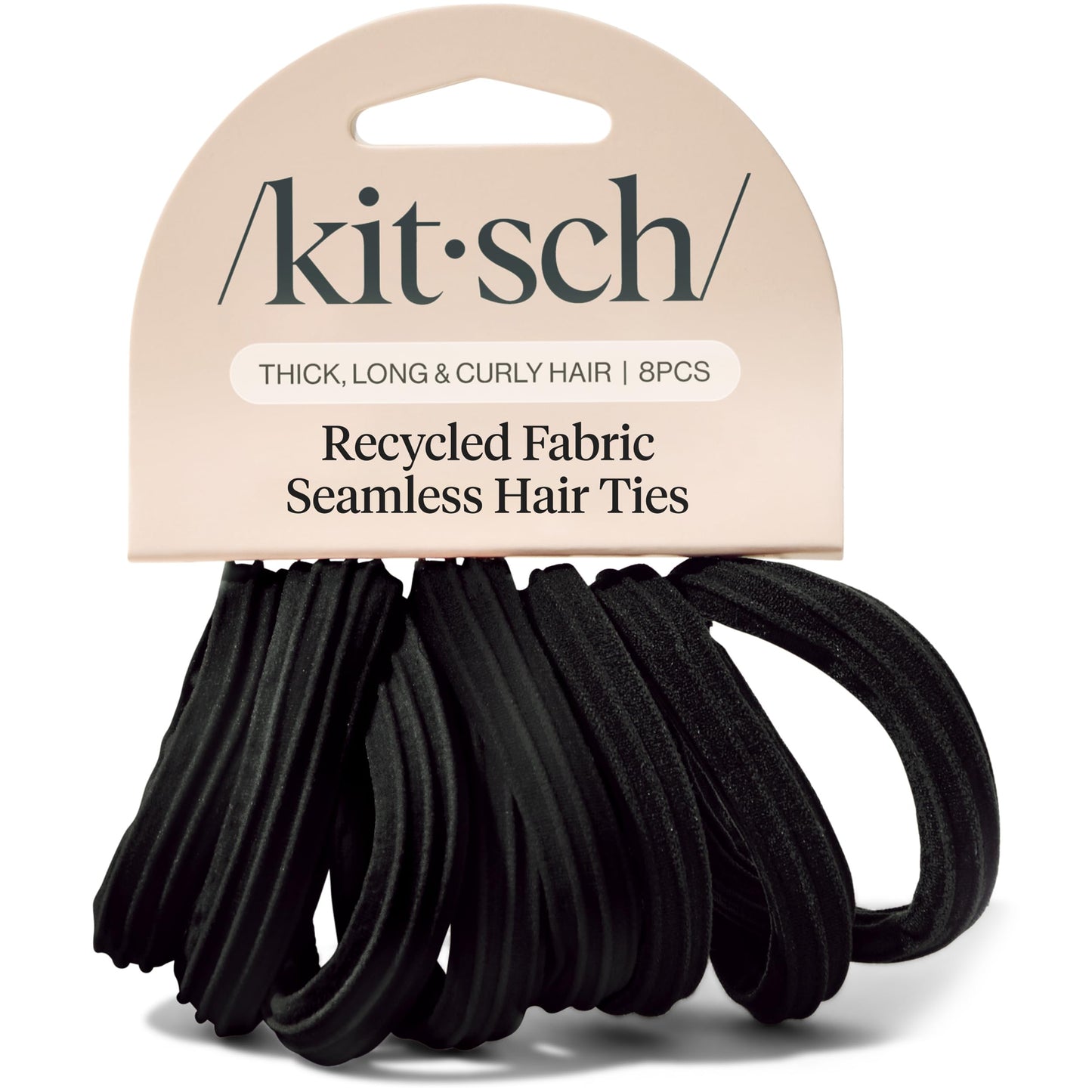 Kitsch Nylon Hair Ties No Damage - Stretchable Hair Bands for Strong All-Day Hold, Ponytail Holders | Hair Accessories for Girls - Black, 12 Pcs