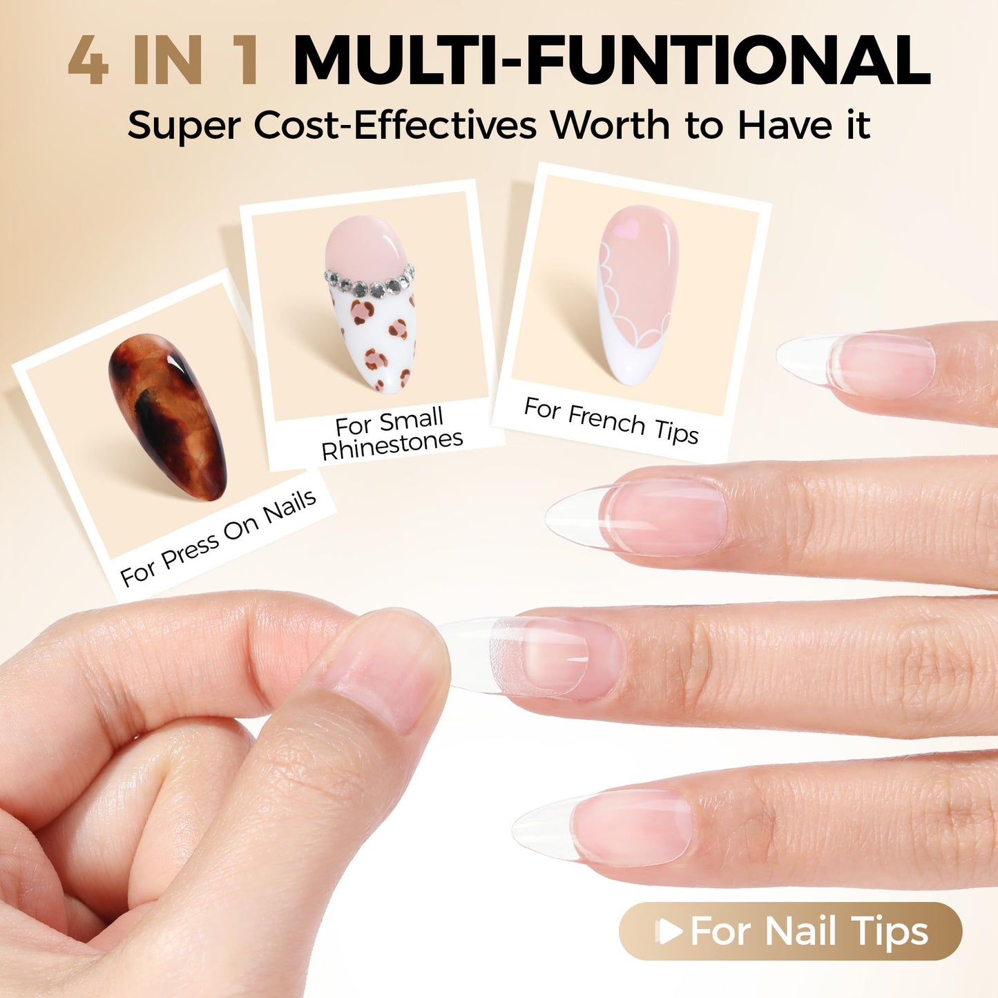 UNA GELLA Short Almond Nail Tips: 504PCS Short Fake Nails Soft Press On Gel Nail Tips Pre Shaped Almond Shape Home Nail Extension Full Cover, 12 Sizes Acrylic Gelly Tips
