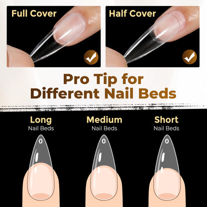 UNA GELLA Short Almond Nail Tips: 504PCS Short Fake Nails Soft Press On Gel Nail Tips Pre Shaped Almond Shape Home Nail Extension Full Cover, 12 Sizes Acrylic Gelly Tips