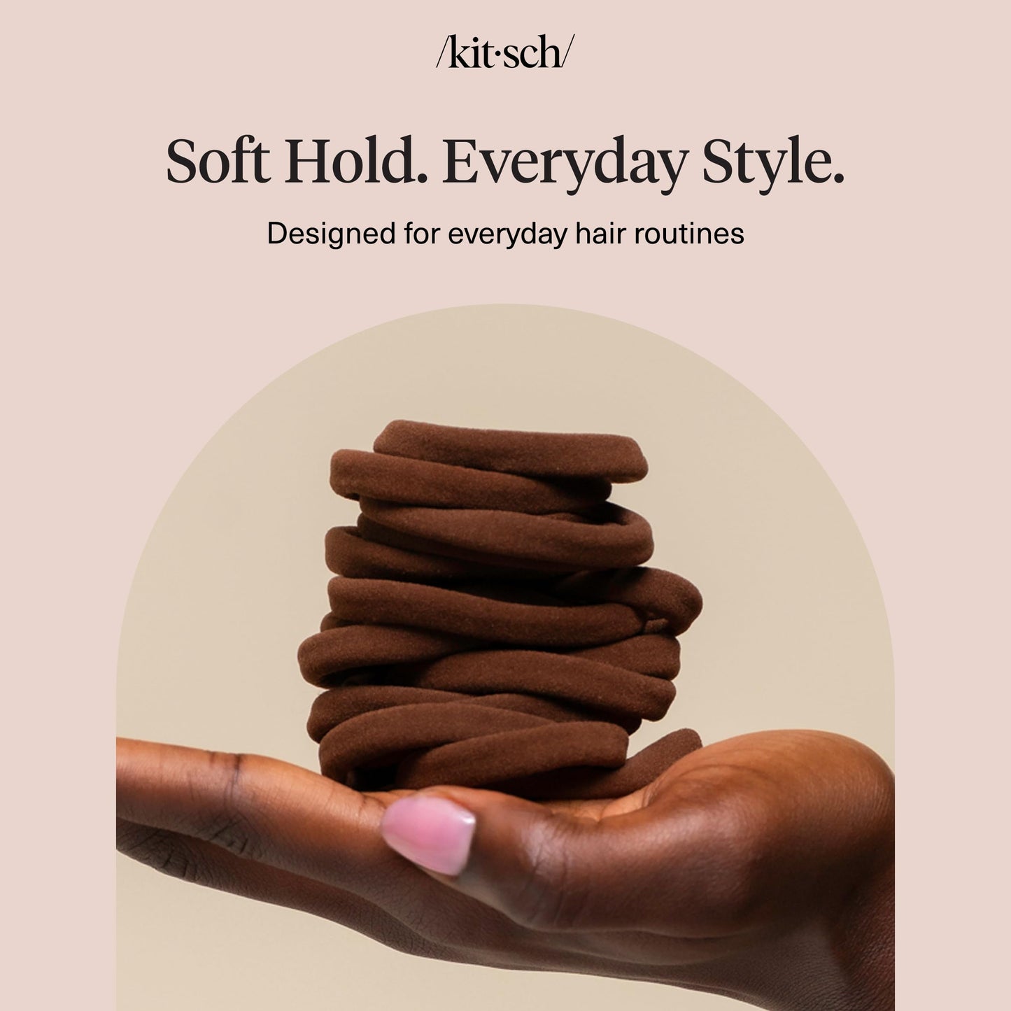 Kitsch Nylon Hair Ties No Damage - Stretchable Hair Bands for Strong All-Day Hold, Ponytail Holders | Hair Accessories for Girls - Black, 12 Pcs
