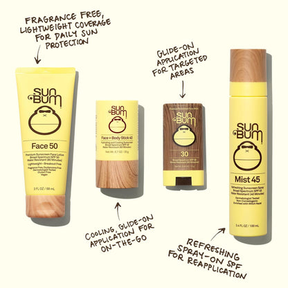 Sun Bum Original SPF 30 Face Stick Sunscreen - Water-Resistant Broad Spectrum Facial Sunscreen with Vitamin E - Hawaii 104 Act Compliant (Without Octinoxate & Oxybenzone) - Travel Friendly - 0.45 oz