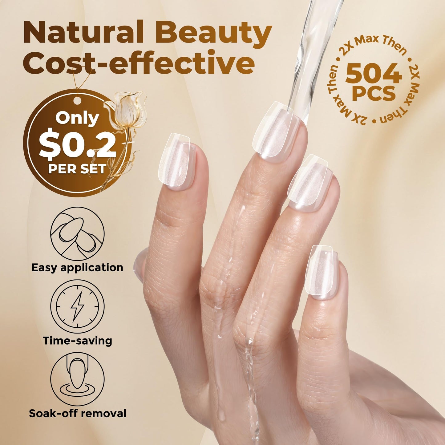 UNA GELLA Short Almond Nail Tips: 504PCS Short Fake Nails Soft Press On Gel Nail Tips Pre Shaped Almond Shape Home Nail Extension Full Cover, 12 Sizes Acrylic Gelly Tips