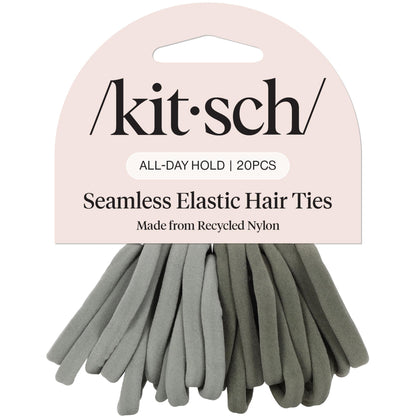 Kitsch Nylon Hair Ties No Damage - Stretchable Hair Bands for Strong All-Day Hold, Ponytail Holders | Hair Accessories for Girls - Black, 12 Pcs