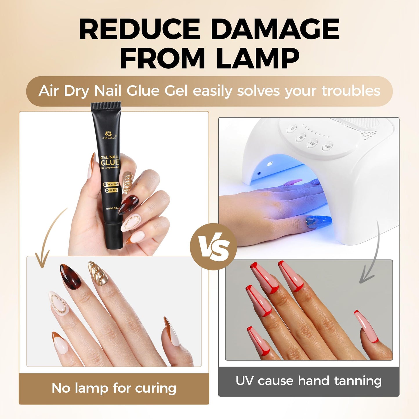 UNA GELLA Short Almond Nail Tips: 504PCS Short Fake Nails Soft Press On Gel Nail Tips Pre Shaped Almond Shape Home Nail Extension Full Cover, 12 Sizes Acrylic Gelly Tips
