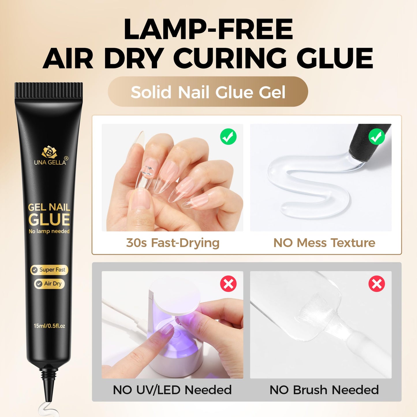 UNA GELLA Short Almond Nail Tips: 504PCS Short Fake Nails Soft Press On Gel Nail Tips Pre Shaped Almond Shape Home Nail Extension Full Cover, 12 Sizes Acrylic Gelly Tips