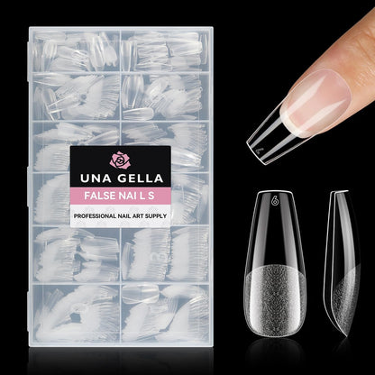 UNA GELLA Short Almond Nail Tips: 504PCS Short Fake Nails Soft Press On Gel Nail Tips Pre Shaped Almond Shape Home Nail Extension Full Cover, 12 Sizes Acrylic Gelly Tips