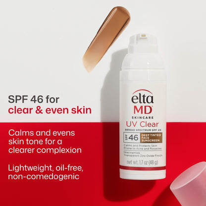 EltaMD UV Clear Face Sunscreen SPF, Oil-Free Sunscreen with Zinc Oxide, Dermatologist Recommended