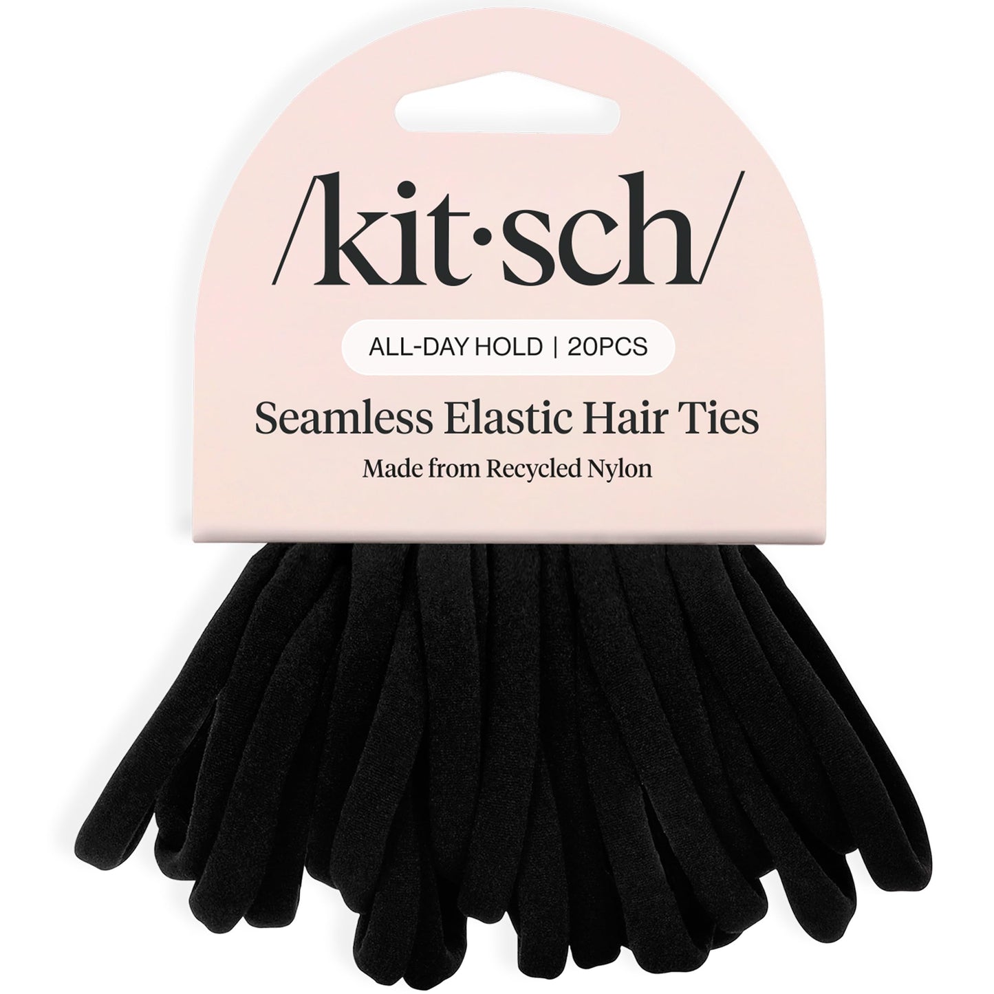 Kitsch Nylon Hair Ties No Damage - Stretchable Hair Bands for Strong All-Day Hold, Ponytail Holders | Hair Accessories for Girls - Black, 12 Pcs
