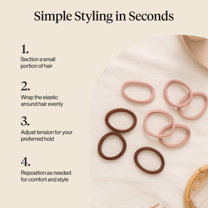 Kitsch Nylon Hair Ties No Damage - Stretchable Hair Bands for Strong All-Day Hold, Ponytail Holders | Hair Accessories for Girls - Black, 12 Pcs
