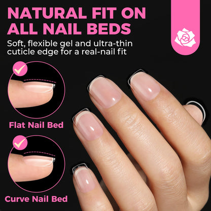 UNA GELLA Short Almond Nail Tips: 504PCS Short Fake Nails Soft Press On Gel Nail Tips Pre Shaped Almond Shape Home Nail Extension Full Cover, 12 Sizes Acrylic Gelly Tips