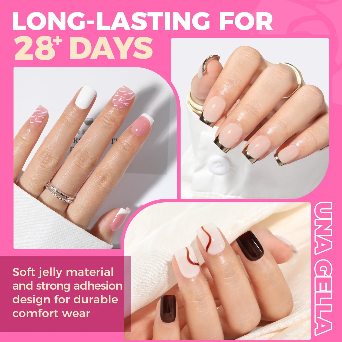 UNA GELLA Short Almond Nail Tips: 504PCS Short Fake Nails Soft Press On Gel Nail Tips Pre Shaped Almond Shape Home Nail Extension Full Cover, 12 Sizes Acrylic Gelly Tips