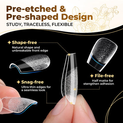UNA GELLA Short Almond Nail Tips: 504PCS Short Fake Nails Soft Press On Gel Nail Tips Pre Shaped Almond Shape Home Nail Extension Full Cover, 12 Sizes Acrylic Gelly Tips
