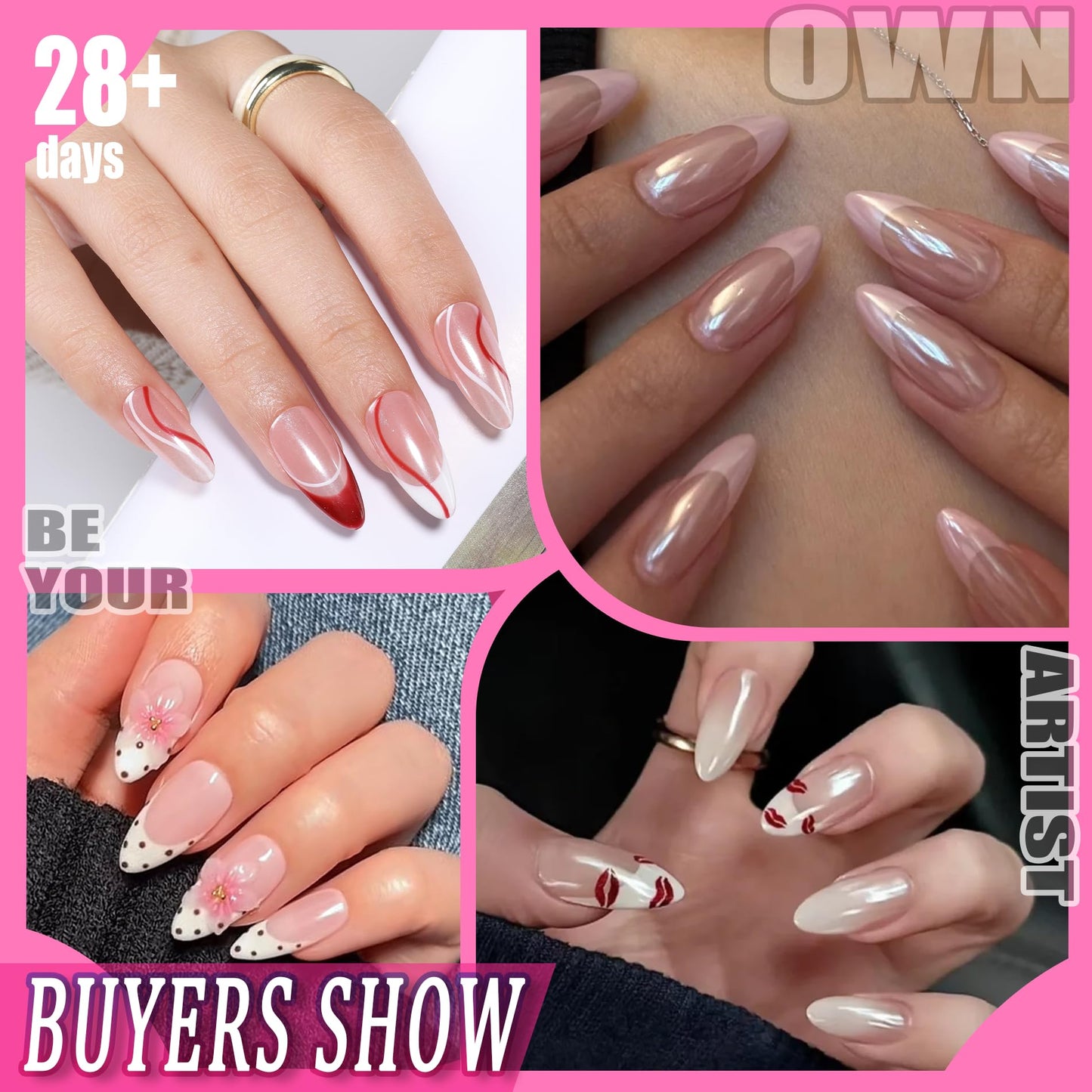 UNA GELLA Short Almond Nail Tips: 504PCS Short Fake Nails Soft Press On Gel Nail Tips Pre Shaped Almond Shape Home Nail Extension Full Cover, 12 Sizes Acrylic Gelly Tips