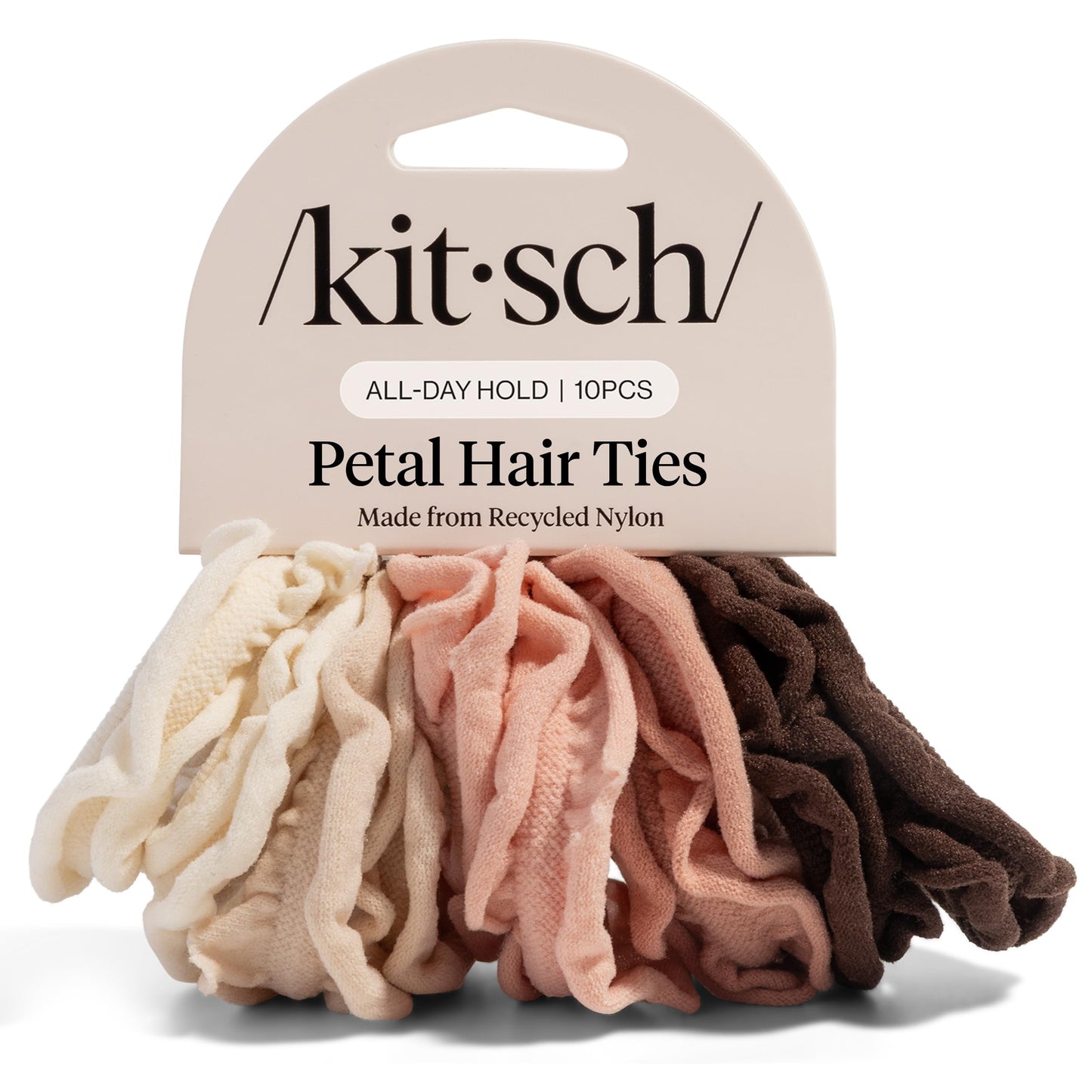Kitsch Nylon Hair Ties No Damage - Stretchable Hair Bands for Strong All-Day Hold, Ponytail Holders | Hair Accessories for Girls - Black, 12 Pcs