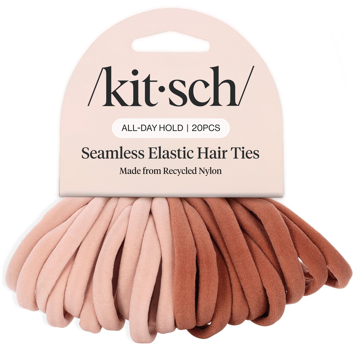 Kitsch Nylon Hair Ties No Damage - Stretchable Hair Bands for Strong All-Day Hold, Ponytail Holders | Hair Accessories for Girls - Black, 12 Pcs