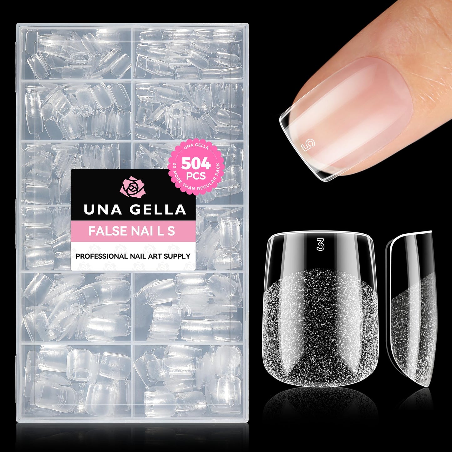 UNA GELLA Short Almond Nail Tips: 504PCS Short Fake Nails Soft Press On Gel Nail Tips Pre Shaped Almond Shape Home Nail Extension Full Cover, 12 Sizes Acrylic Gelly Tips