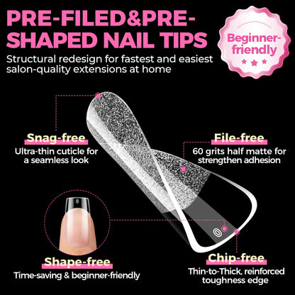 UNA GELLA Short Almond Nail Tips: 504PCS Short Fake Nails Soft Press On Gel Nail Tips Pre Shaped Almond Shape Home Nail Extension Full Cover, 12 Sizes Acrylic Gelly Tips