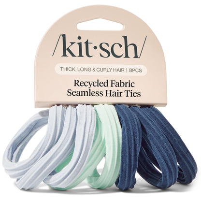 Kitsch Nylon Hair Ties No Damage - Stretchable Hair Bands for Strong All-Day Hold, Ponytail Holders | Hair Accessories for Girls - Black, 12 Pcs